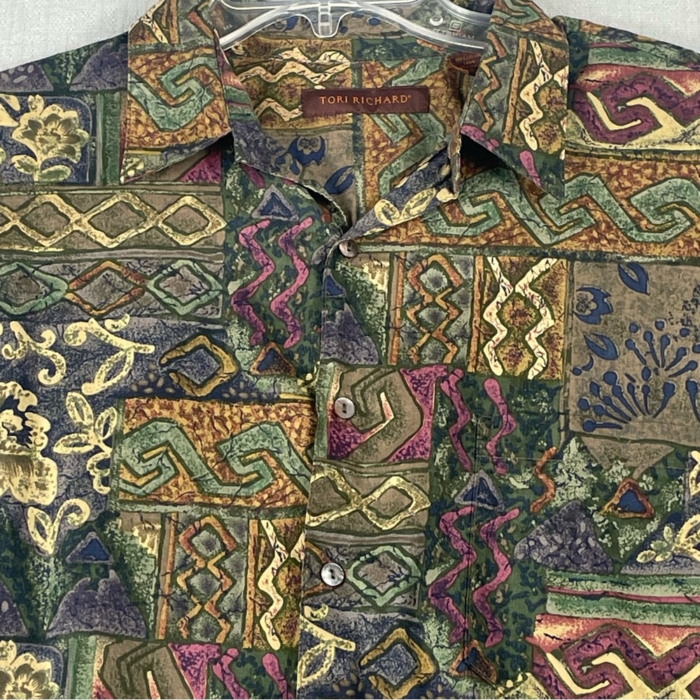 Men's Tori Richard 10% Cotton Short Sleeve Button Down Large‎